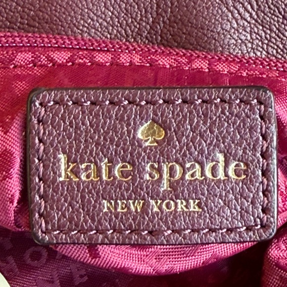 Vintage Kate Spade Burgundy Leather & Suede Crossbody Saddle Bag - Picture 4 of 7
